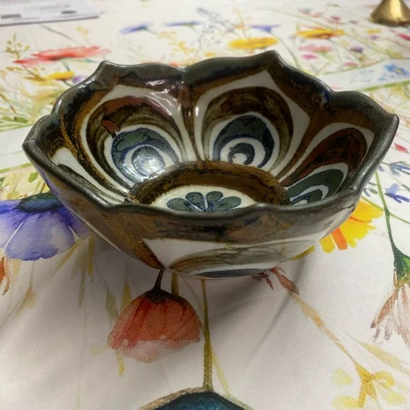 El Palomar Ken Edwards Mexican Pottery Blue Lotus Bowl Collector Vintage - Picture 8 of 10